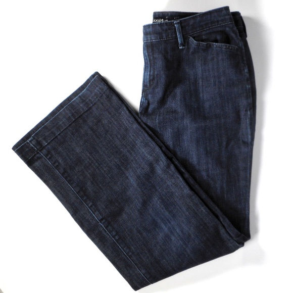 Eddie Bauer Womens Sz 8 Curvy Denim Jean Trouser Dark Wash Low Rise Tab-Front - Picture 5 of 7